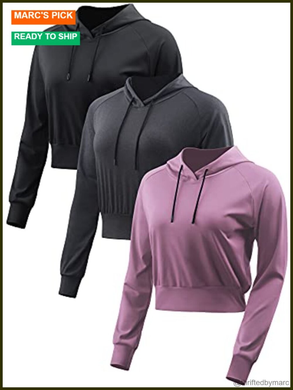 Long Sleeve Hooded Crop Top Workout Pullover High Stretch Polyester Spandex